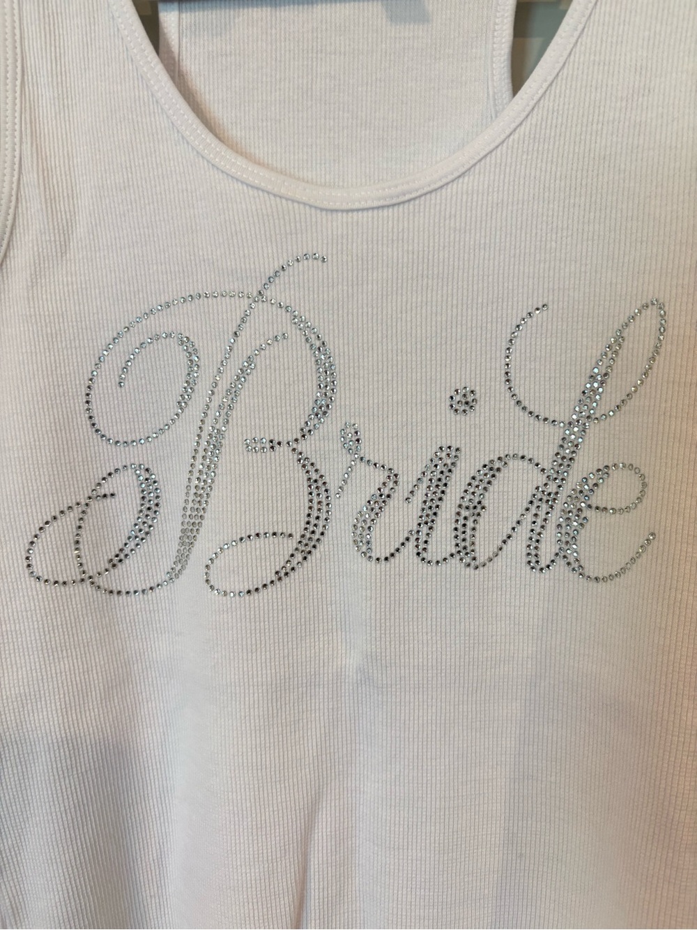 Bride Rhinestone Tank Top - White